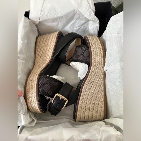 NIB - COACH Korey Espadrille In Signature Jacquard Sandal - size 7 US - Picture 9 of 10